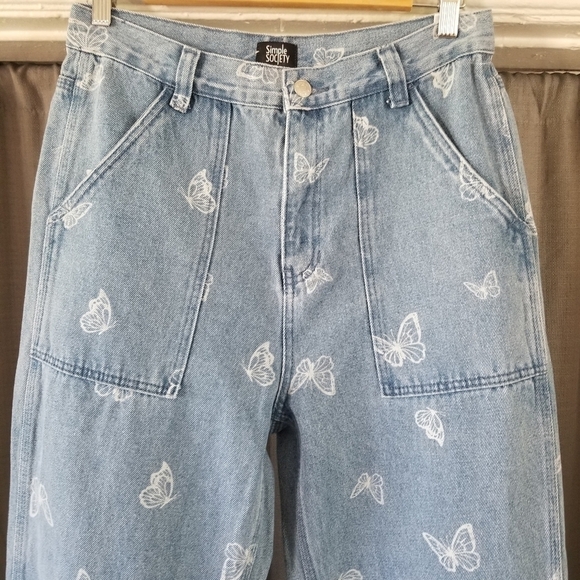 Simple Society | Wideleg Butterfly Print Jeans - Picture 2 of 7
